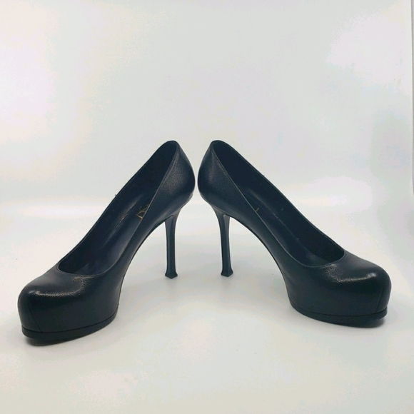 YSL Tribute Tribtoo Black leather platform pumps - Picture 9 of 12